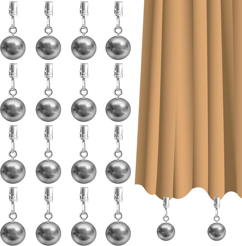 Yteseery 16 Pack Outdoor Curtain Weights, Heavy Duty Drapery Weights for Patio Pergola Cabana Gazebo, Stainless Steel Clips Down Curtain, Garden Flag, Shower Curtains, Tablecloth, Useful Curtain Weight Ball - Image 1